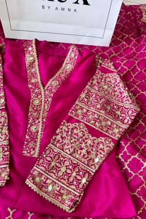 Pure Raw Silk Hot Pink Set