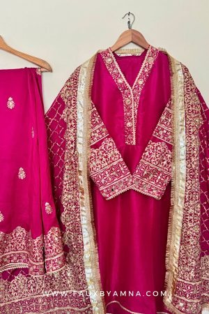 Pure Raw Silk Hot Pink Set